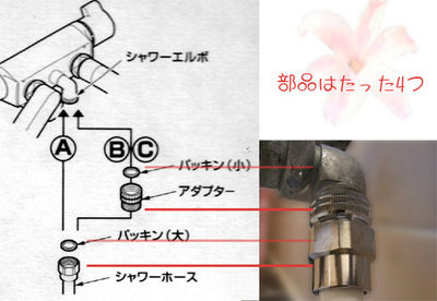 シャワーホース 付け替え チュートリアル?